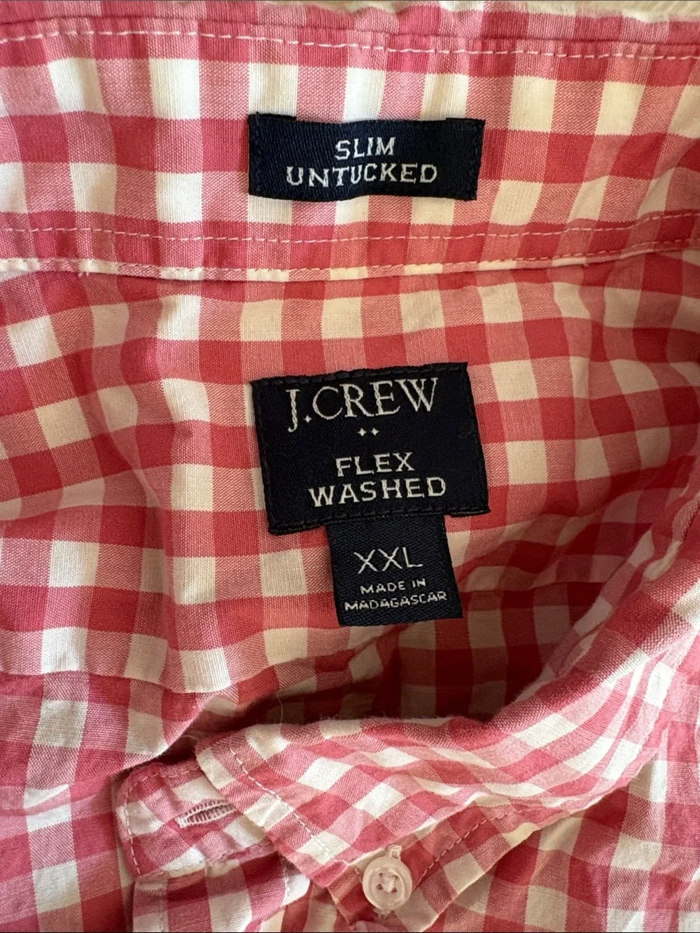 J. Crew Red & White Gingham Button-Down Shirt